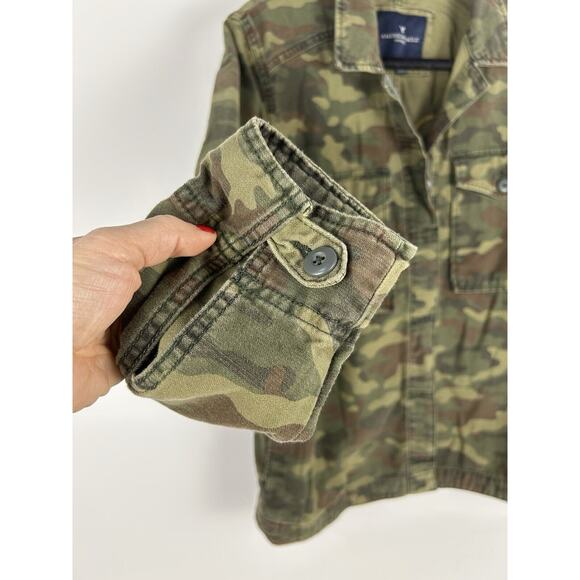 Vtg Y2K American Eagle Women's Camo Embroidered Nah Jacket Size L Broken Heart - Picture 3 of 12